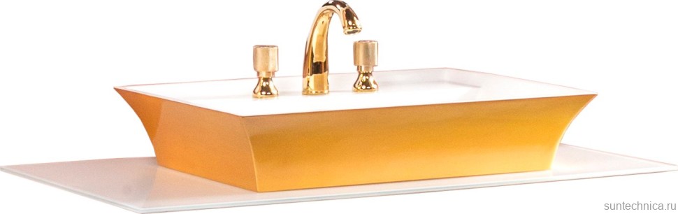 Тумба с раковиной Armadi Art Monaco 100 со столешницей белая, золото