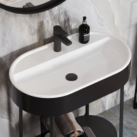 Накладная раковина Belux Эвора 74 матовая черная, овальная, с 1 отверстием под смеситель