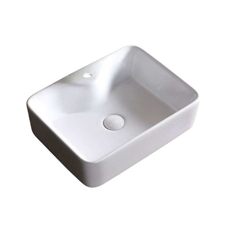 Накладная раковина Ceruttispa CR7051 48 глянцевая белая, прямоугольная, с 1 отверстием под смеситель