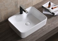 Накладная раковина Ceruttispa CR7051 48 глянцевая белая, прямоугольная, с 1 отверстием под смеситель