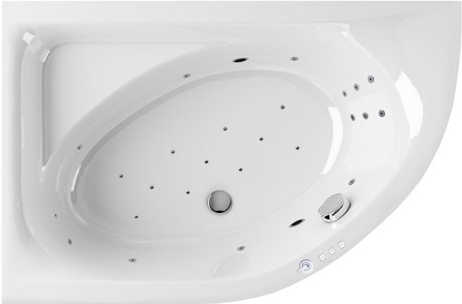 Акриловая ванна Excellent Aquarella WAEX.ARL15.ULTRA L 150x100 см, угловая, левая, пристенная, с гидромассажем, белая, асимметричная, с каркасом, с сиденьем, со сливом-переливом