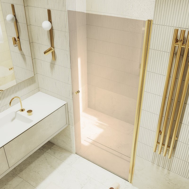 Душевая дверь в нишу Maybahglass MGD-798-3 60 см, профиль золото, стекло бронза