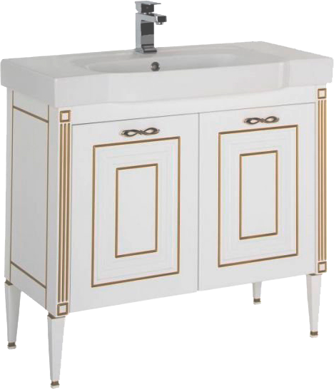Тумба под раковину Aquanet Паола 90 белая, золото