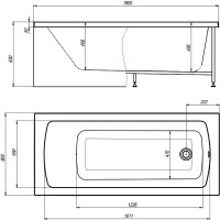 Акриловая ванна Alex Baitler Garda 180x80 см, встраиваемая, белая, с экраном