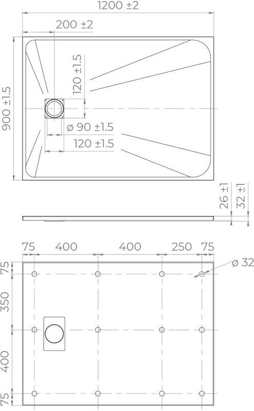 Поддон для душа RGW TSS W 120x90