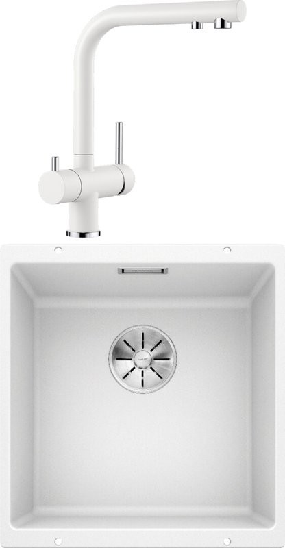 Комплект Мойка Blanco Subline 400-U белая + Смеситель Fontas Silgranit Fontas II 525141