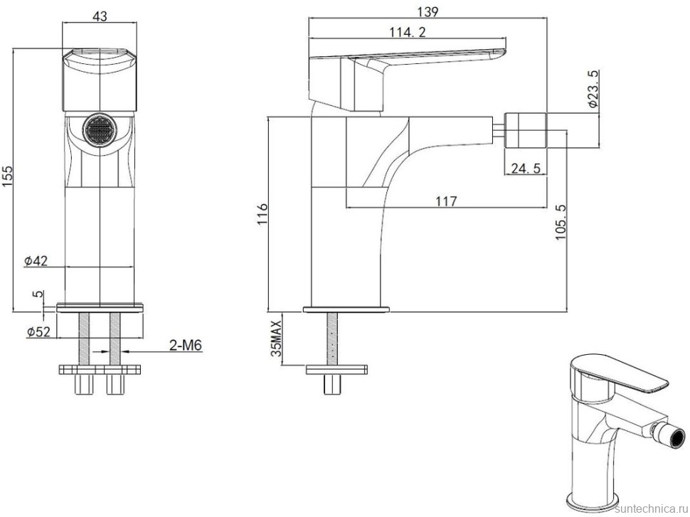 Смеситель для биде Allen Brau Eclipse 5.E1A10-31 матовый черный