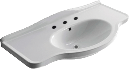 Раковина подвесная Galassia Ethos 8434 95 белая, прямоугольная, фаянс, со столешницей, с 3 отверстиями под смеситель