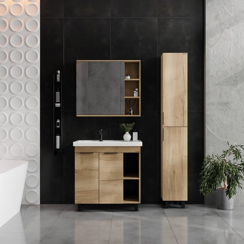 Тумба с раковиной Onika Легран 80 напольная, дуб галифакс