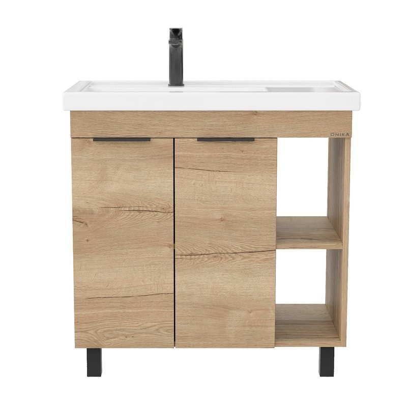 Тумба с раковиной Onika Легран 80 напольная, дуб галифакс