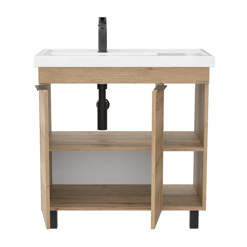 Тумба с раковиной Onika Легран 80 напольная, дуб галифакс