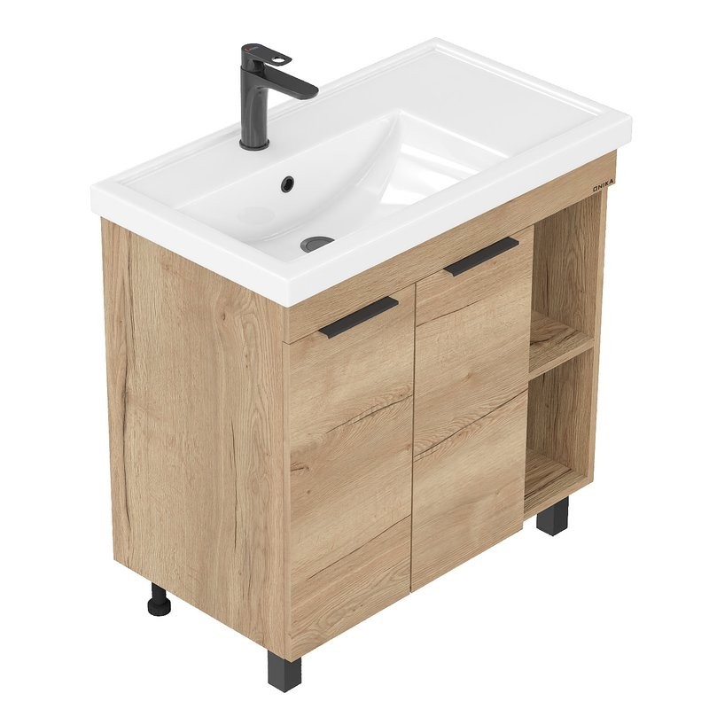 Тумба с раковиной Onika Легран 80 напольная, дуб галифакс