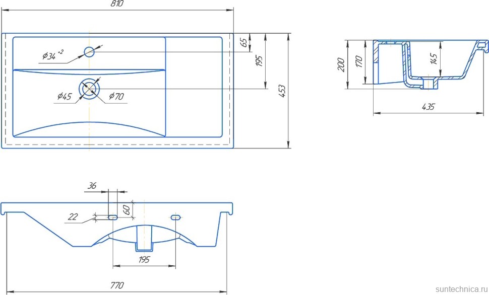 Тумба с раковиной Onika Легран 80 напольная, дуб галифакс