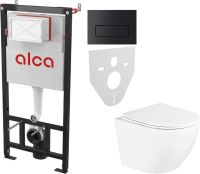 Комплект Унитаз подвесной BelBagno Uno + Инсталляция AlcaPlast AM101/1120-4:1 RU M578-0001 кнопка смыва черная