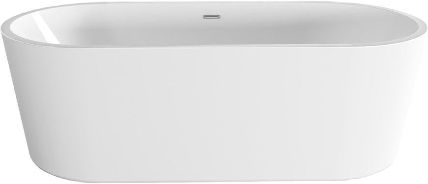 Акриловая ванна BelBagno BB109-177-80 без опоры 175x80 см, отдельностоящая, белая, овальная, со сливом-переливом
