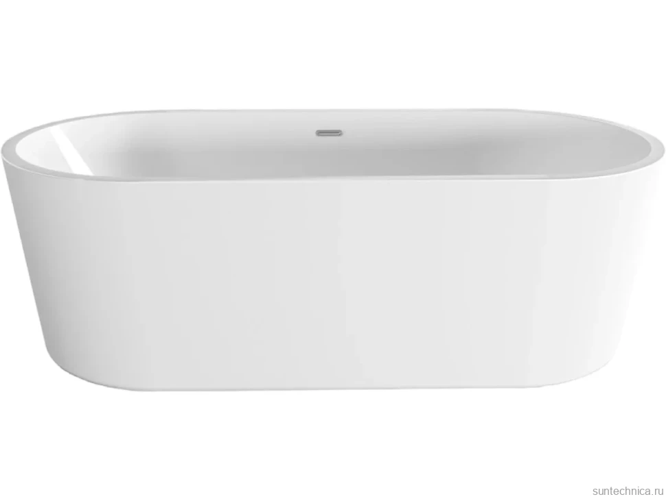 Акриловая ванна BelBagno BB109-177-80 без опоры 175x80 см, отдельностоящая, белая, овальная, со сливом-переливом