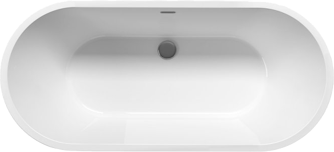 Акриловая ванна BelBagno BB109-177-80 без опоры 175x80 см, отдельностоящая, белая, овальная, со сливом-переливом