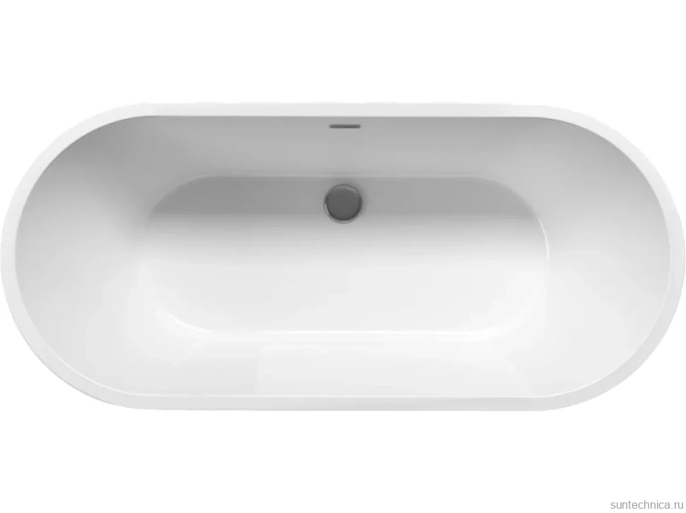 Акриловая ванна BelBagno BB109-177-80 без опоры 175x80 см, отдельностоящая, белая, овальная, со сливом-переливом