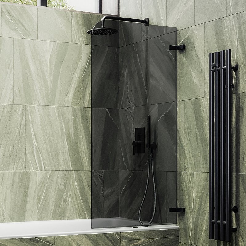 Шторка на ванну Maybahglass MGV-654-6 70 см, профиль черный, стекло графит
