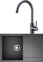 Комплект Мойка Omoikiri Daisen 78-BL черная + Смеситель Domaci Равенна DCB 3004 черный