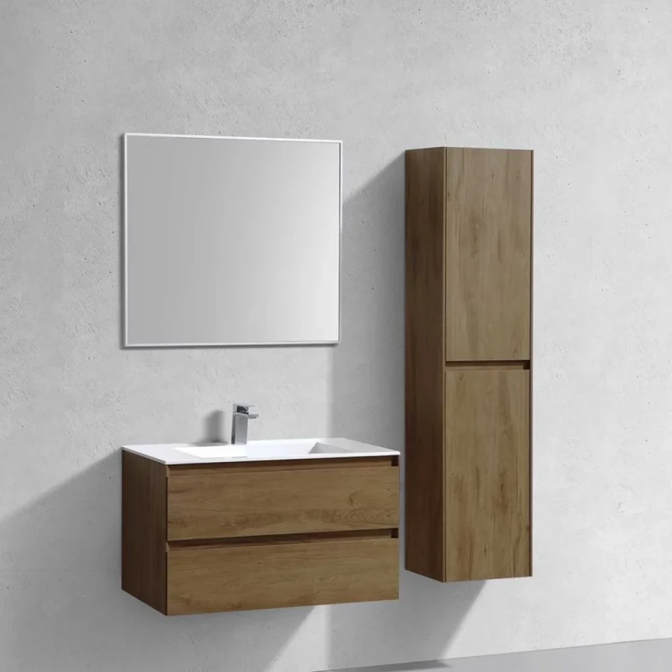 Тумба с раковиной Vincea Luka 80 2 ящика, дуб табак