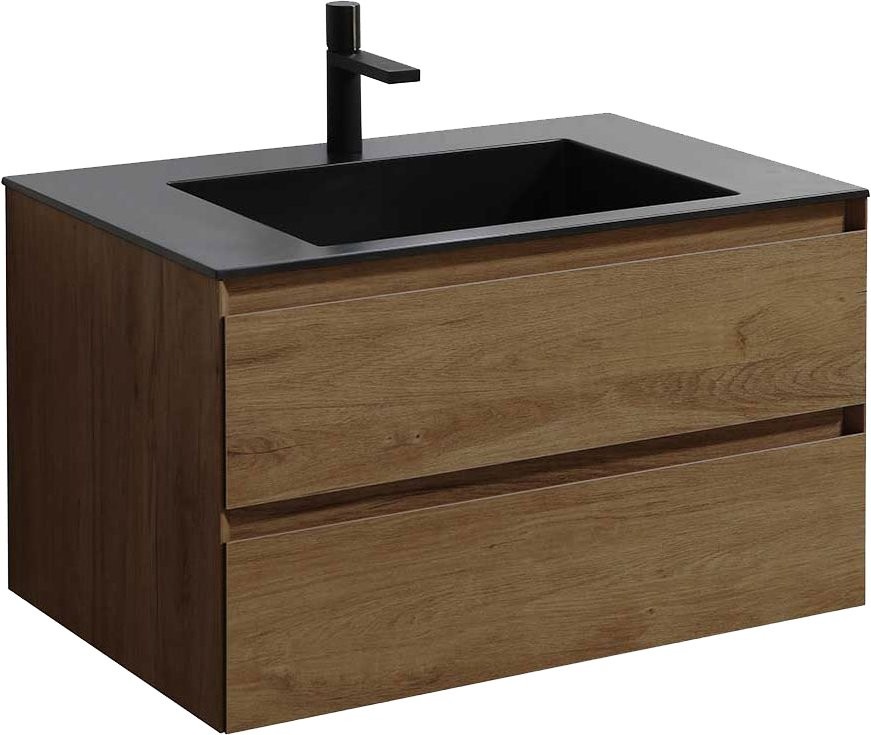Тумба с раковиной Vincea Luka 80 2 ящика, дуб табак