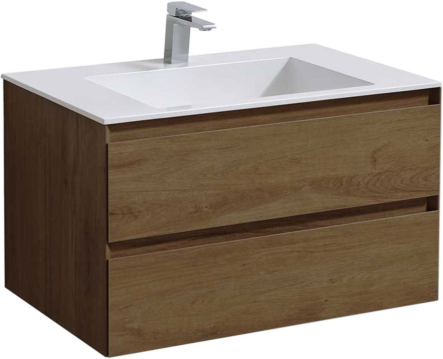 Тумба с раковиной Vincea Luka 80 2 ящика, дуб табак