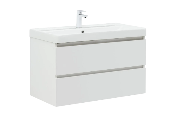 Тумба под раковину без столешницы Aquanet Вега 90 подвесная, белая глянцевая