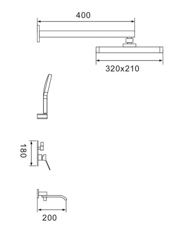 Душевая система встраиваемая Shevanik S4135H, черный