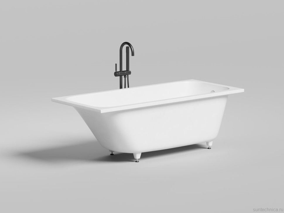 Ванна из искусственного камня Salini Orlanda S-Sense 160x70 см, встраиваемая, белая, на ножках