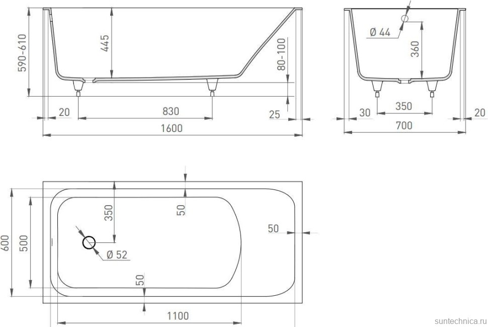 Ванна из искусственного камня Salini Orlanda S-Sense 160x70 см, встраиваемая, белая, на ножках