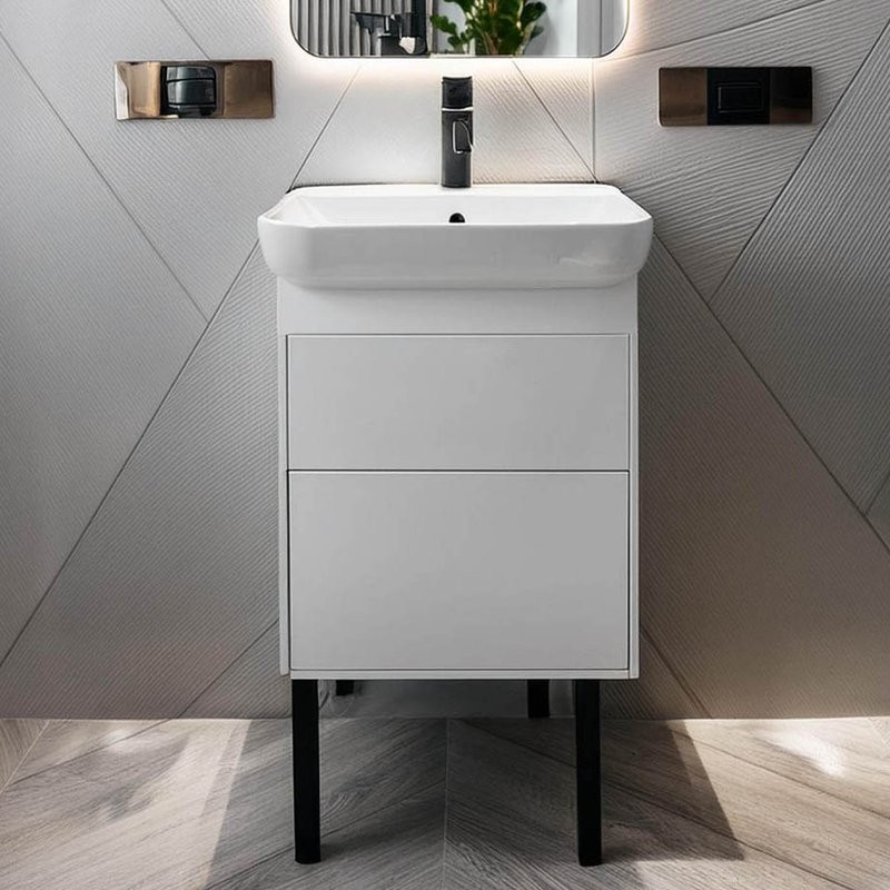 Тумба с раковиной Belux Клермонт Н 45-02 напольная, 2 ящика, белая