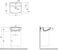 Тумба с раковиной Belux Клермонт Н 45-02 напольная, 2 ящика, белая