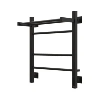Полотенцесушитель электрический Grota Alto 530х600 RAL9005 EL 60x55 см, подключение справа, слева, скрытое подключение справа, матовый черный, лесенка, из стали, с полкой