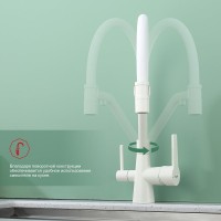 Смеситель для кухни с подключением фильтра Raglo R80.62.08, белый