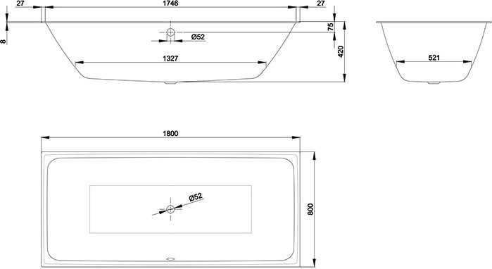 Стальная ванна Bette Loft 180x80 см, встраиваемая, белая, на ножках, с самоочищающимся покрытием, с шумоизоляцией