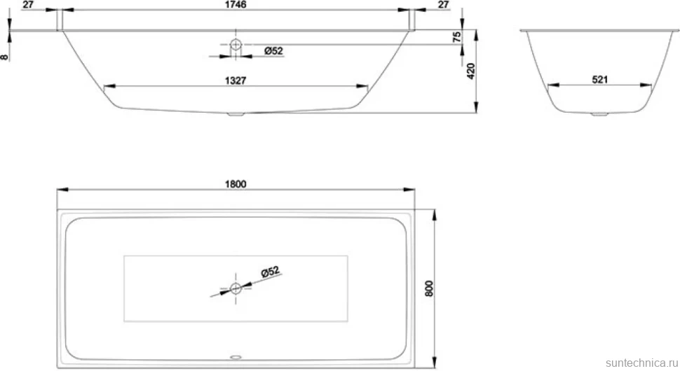 Стальная ванна Bette Loft 180x80 см, встраиваемая, белая, на ножках, с самоочищающимся покрытием, с шумоизоляцией