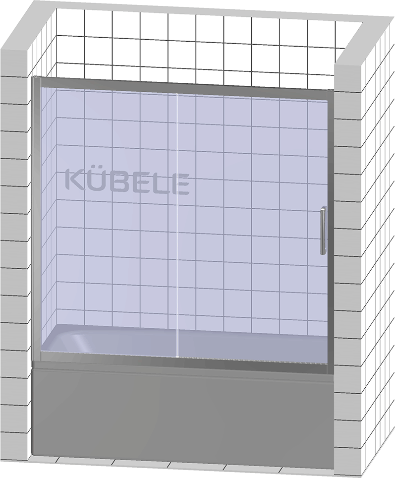 Шторка на ванну Kubele DE019 P2-CLN-MT 180х150 см, профиль матовый хром