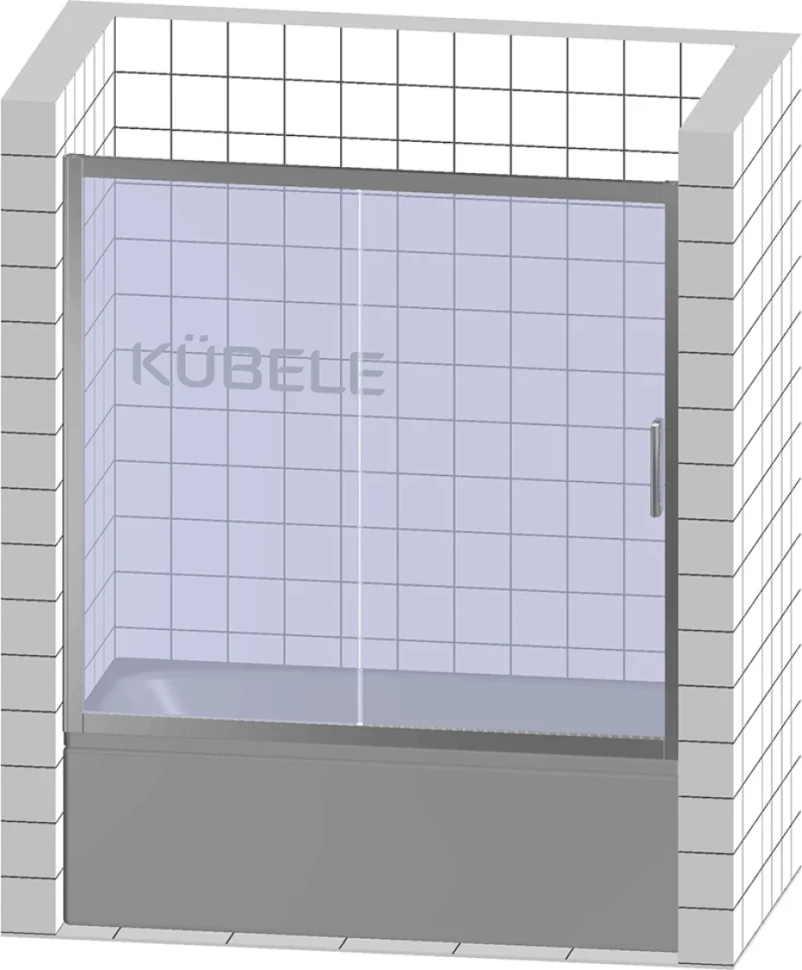 Шторка на ванну Kubele DE019 P2-CLN-MT 180х150 см, профиль матовый хром