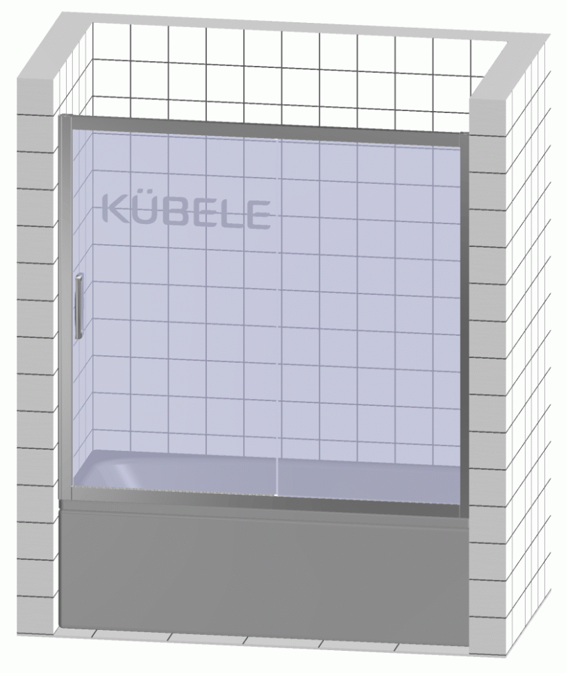 Шторка на ванну Kubele DE019 P2-CLN-MT 180х150 см, профиль матовый хром