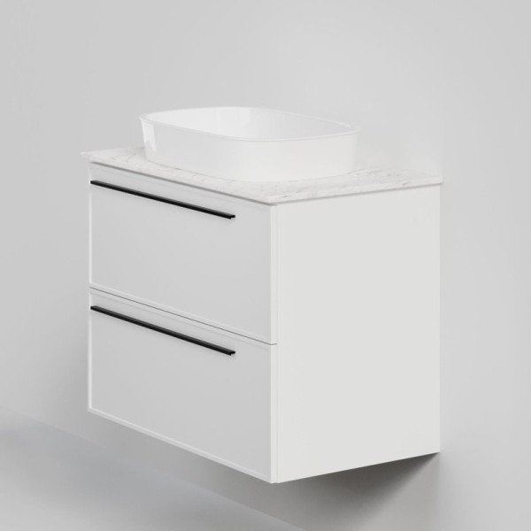 Тумба под раковину со столешницей La Fenice Elba Twin 80 подвесная, белая, столешница белый мрамор