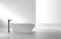 Ванна из искусственного камня Abber Berlin 170x75 см, отдельностоящая, матовая белая, со сливом-переливом