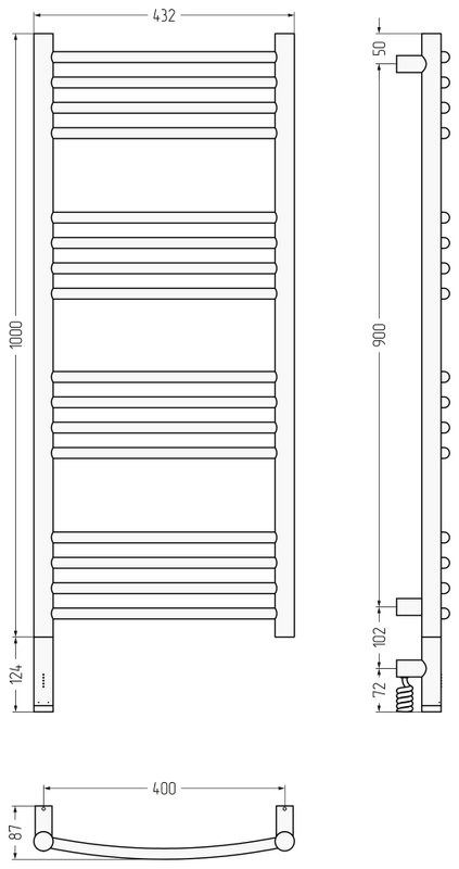 Полотенцесушитель электрический Сунержа Богема 3.1 32-6002-1040 110x45 см, подключение слева, золотой шелк, лесенка