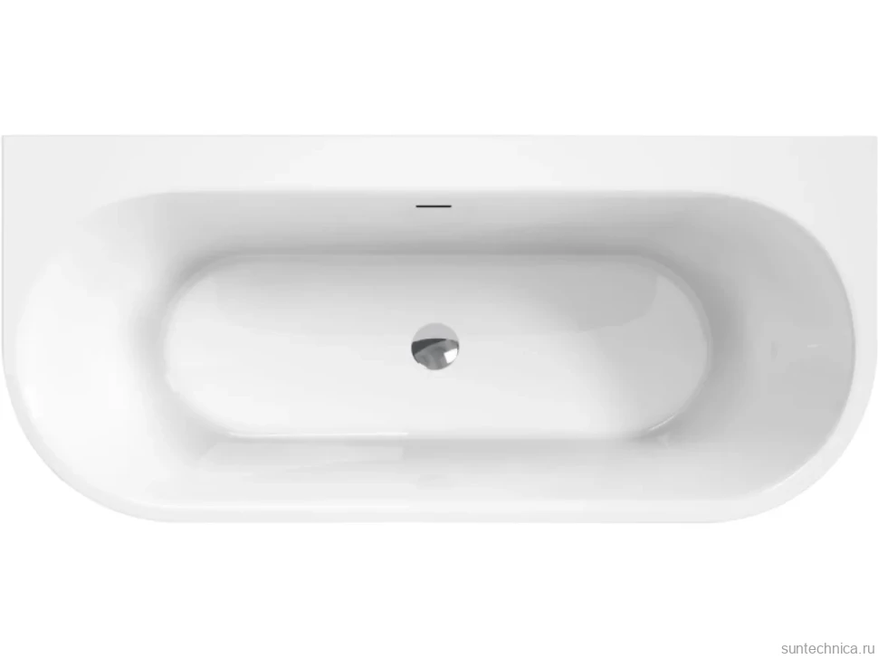 Акриловая ванна BelBagno BB711-1550-700 155x70 см, пристенная, белая, овальная, со сливом-переливом, с донным клапаном