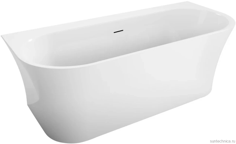 Акриловая ванна BelBagno BB711-1550-700 155x70 см, пристенная, белая, овальная, со сливом-переливом, с донным клапаном