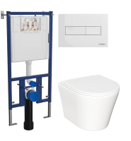 Комплект Унитаз подвесной Ceramicanova Forma CN3011 с микролифтом + Инсталляция DIWO + Кнопка 7320 белая