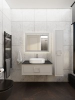 Тумба под раковину со столешницей La Fenice Cubo 90 подвесная, cappuccino бежевая матовая, столешница черный мрамор
