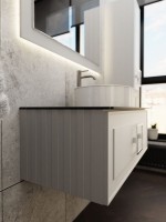 Тумба под раковину со столешницей La Fenice Cubo 90 подвесная, cappuccino бежевая матовая, столешница черный мрамор