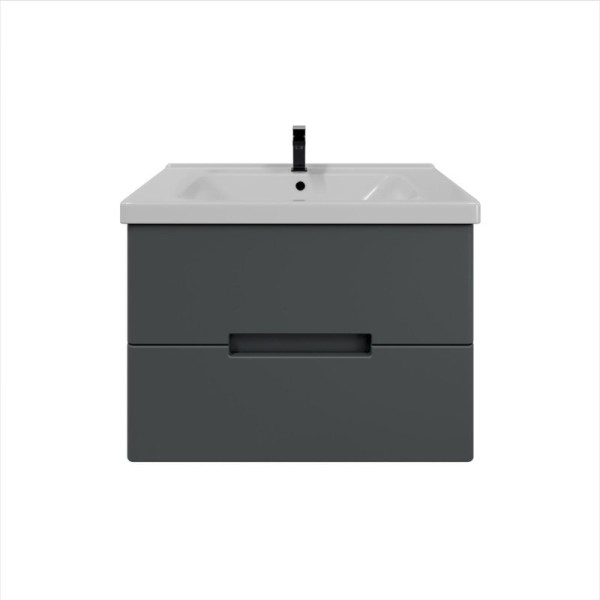 Тумба с раковиной SanStar Noche 80 подвесная, графит софт, раковина Гармония