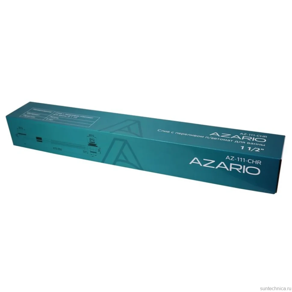 Слив-перелив для ванны AZARIO п/автомат, G 1 1/2 AZ-111-CHR